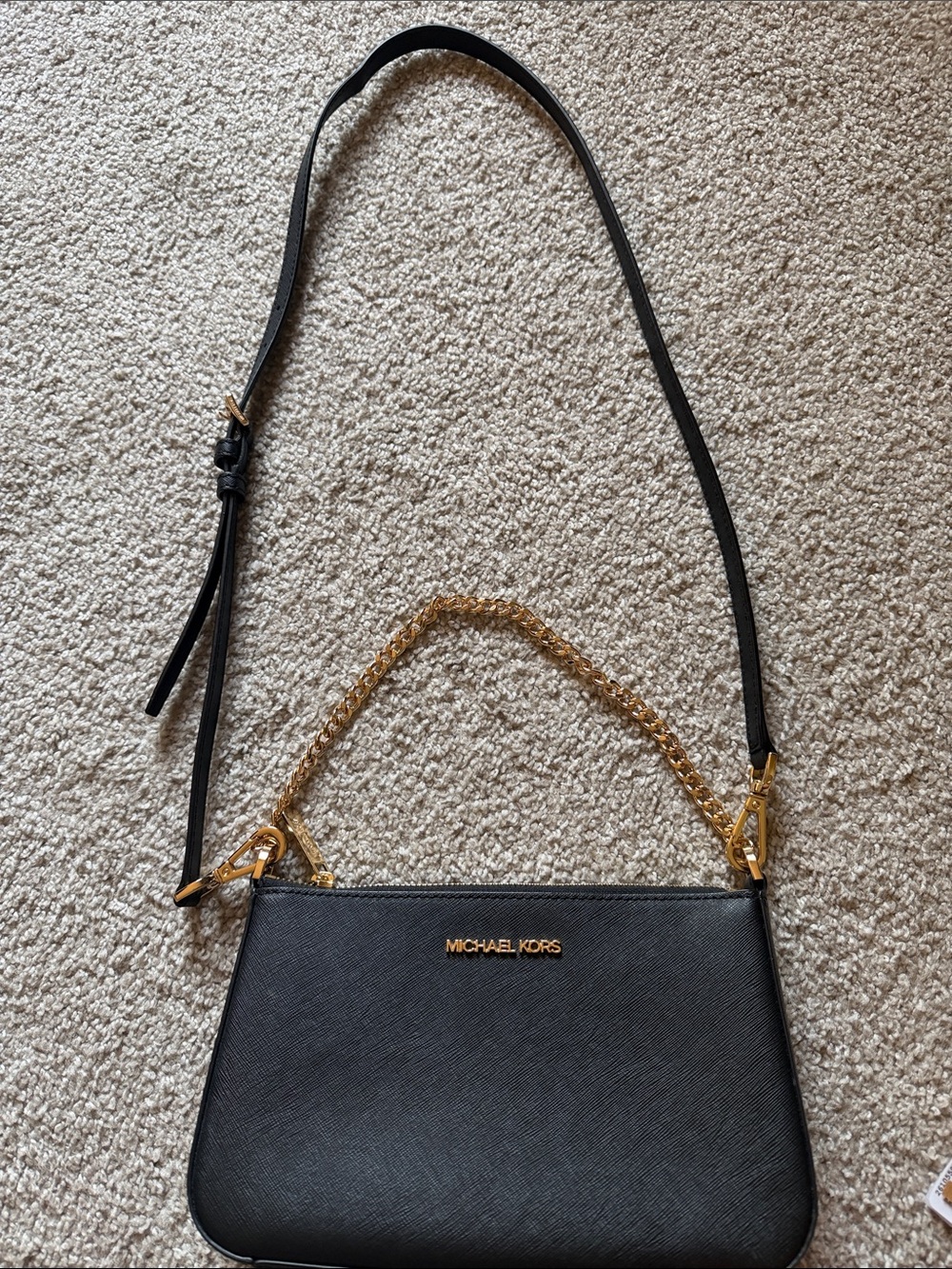 Michael Kors Black Crossbody with Gold Chain
